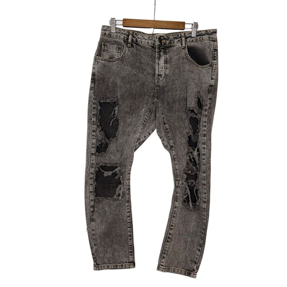One Teaspoon Barrel Distressed Button Fly Jeans Faded Black Size 29